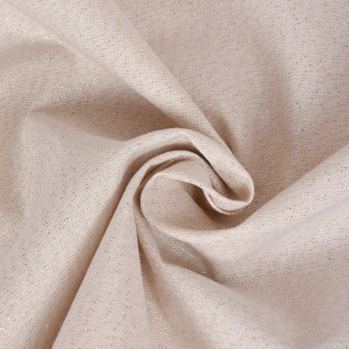 Stoff Dekostoff Leinenlook Lurexeffekte Glamour uni creme gold 1,40m, mit Metallic-Effekt