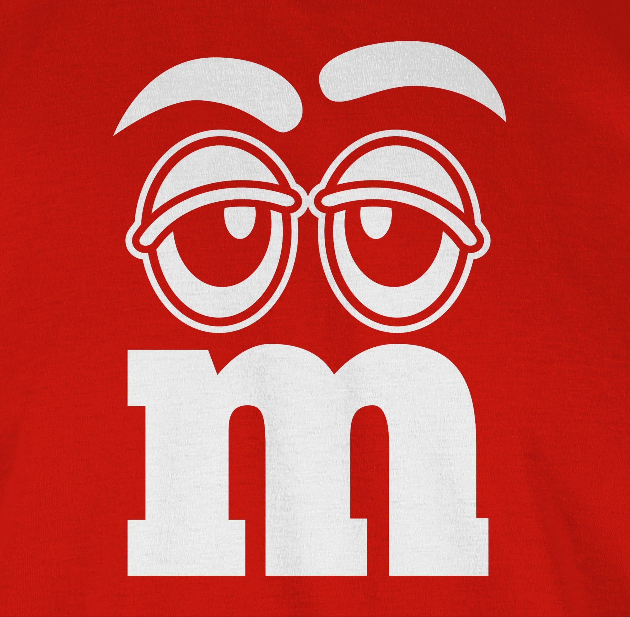 Karneval T-Shirt M&M Gruppen Gesicht Fasching Faschingskostüm Shirtracer & 02 Aufdruck Rot