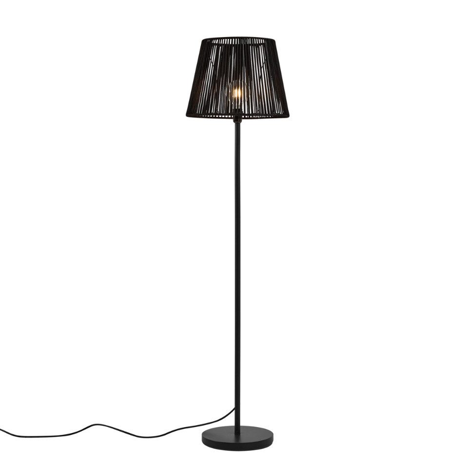 Qazqa Außen-Stehlampe Virginia, ohne Leuchtmittel, Warmweiß, QAZQA Außen Boden­leuchte, e27, Schwarz, Stahl, Japandi