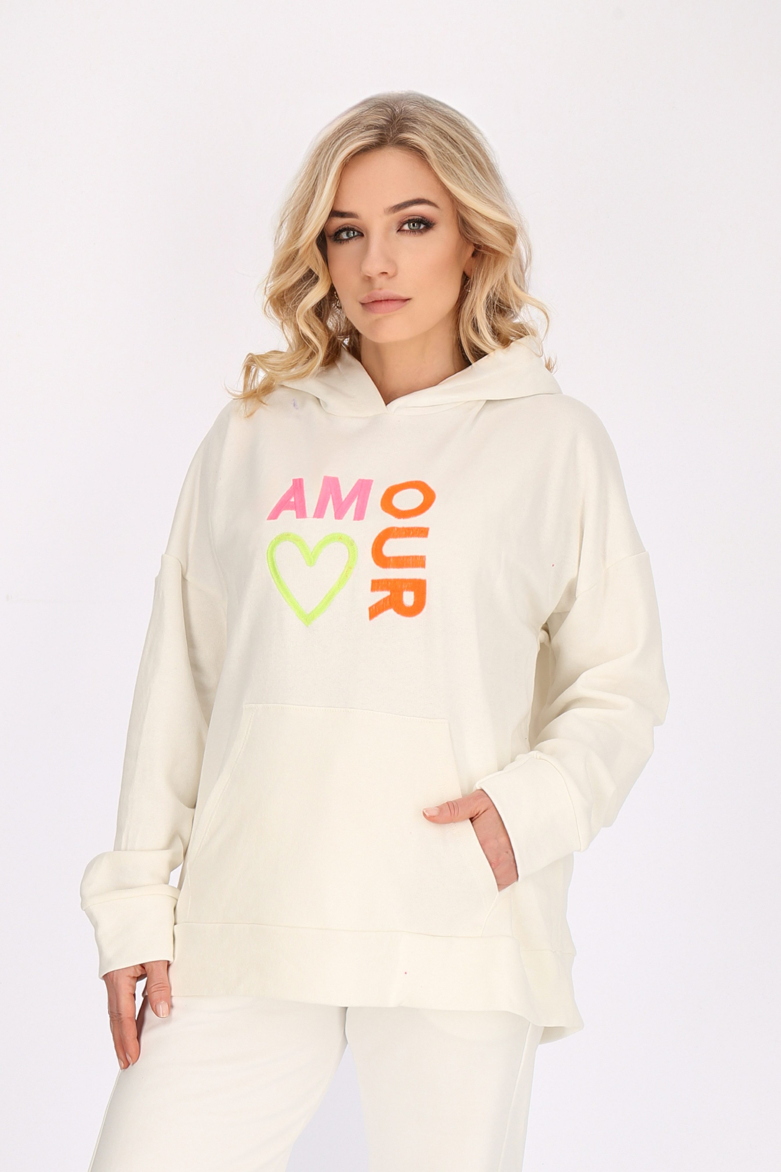 Hoodie Worldclassca Oversized Hoodie AMOUR Kapuzenpullover Washed Sweatshirt