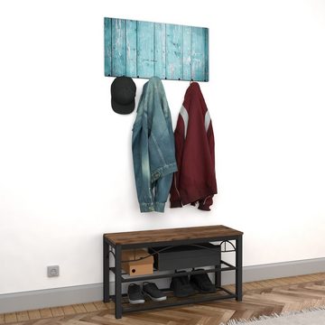 Primedeco Garderobenpaneel Magnetwand und Memoboard aus Glas Türkise Holztextur