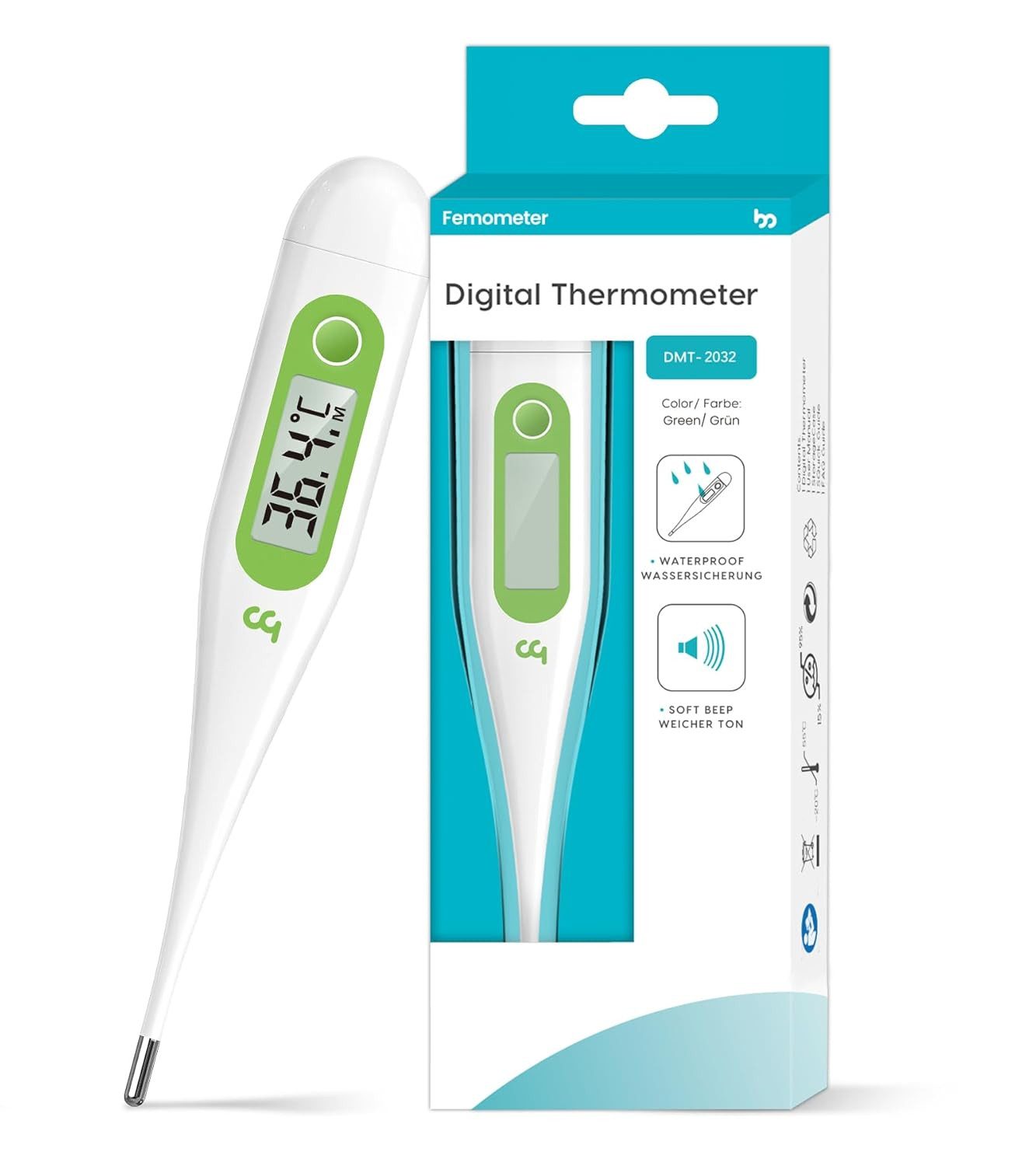 UE Stock Fieberthermometer 2 St. Digitales Kinder Erwachsene Fieberthermometer Achselthermometer, genaue Messung mit hoher Präzision