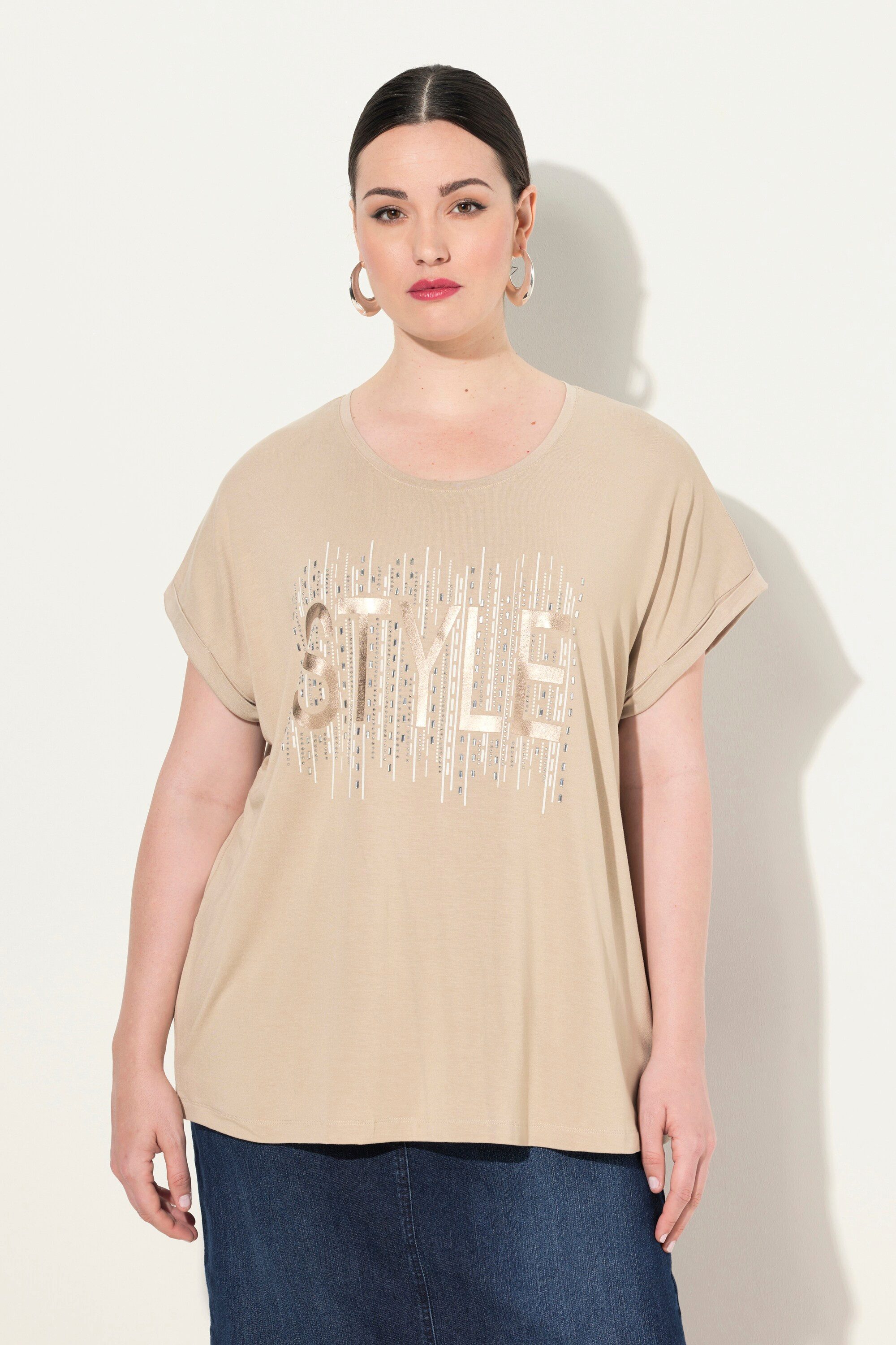 Ulla Popken T-Shirt T-Shirt Ziersteinmotiv Oversized günstig online kaufen