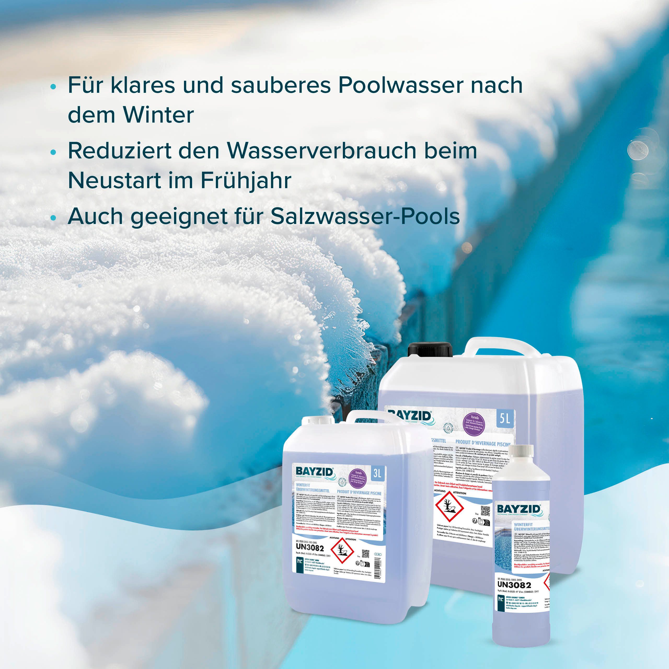 Höfer Chemie GmbH Poolpflege 3x 1 L BAYZID® Winterfit Überwinterungsmittel für Pools, Schützt das Poolwasser in der Winterpause vor Algen und Ablagerungen – Bild 5 von 5