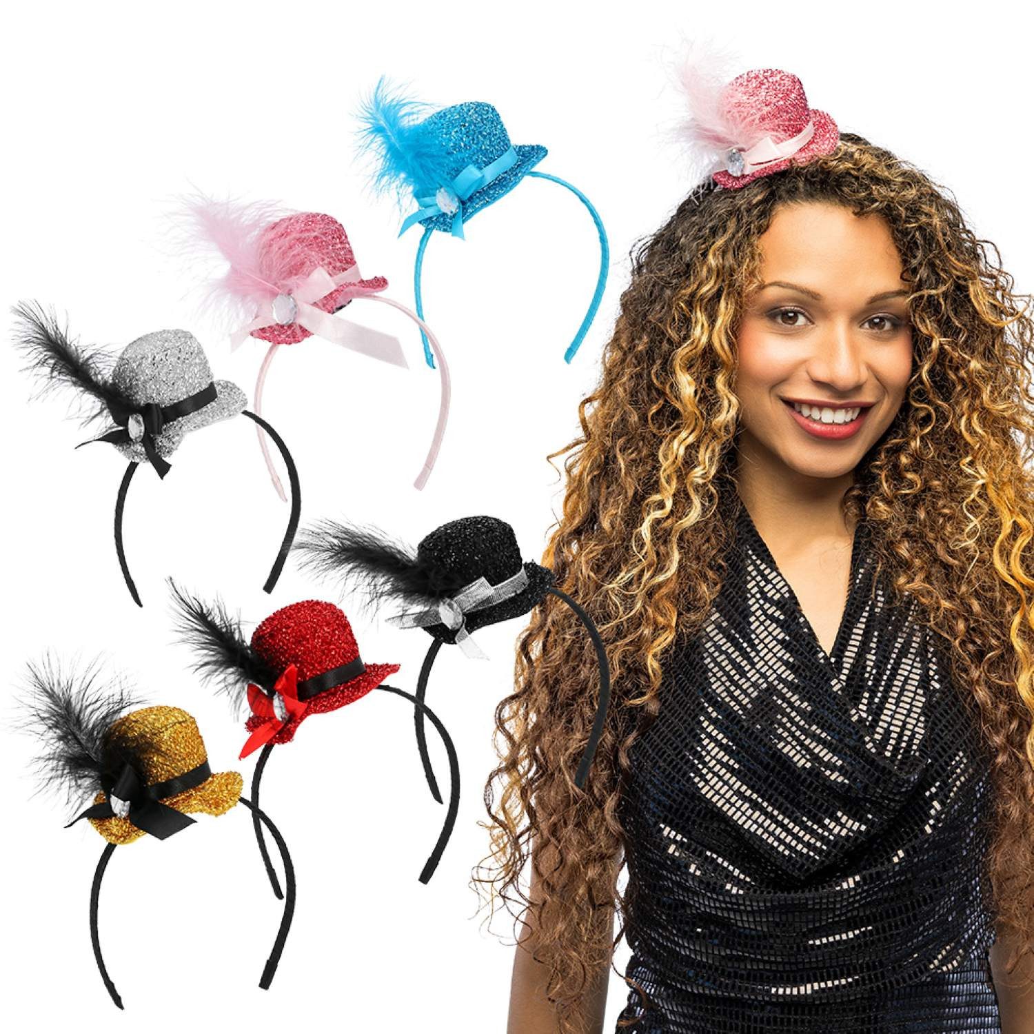 Boland Kostüm Diadem 'Glitter' Mini-Hut Haarreif, Glitzer günstig online kaufen