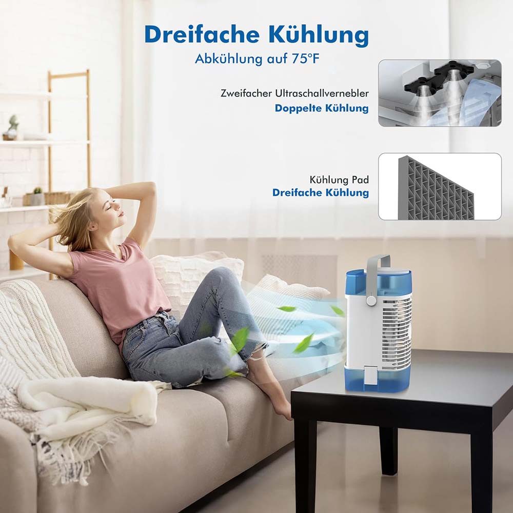Sunicol Tischventilator Mobiles Klimagerät, 1600ml Wassertank, günstig online kaufen