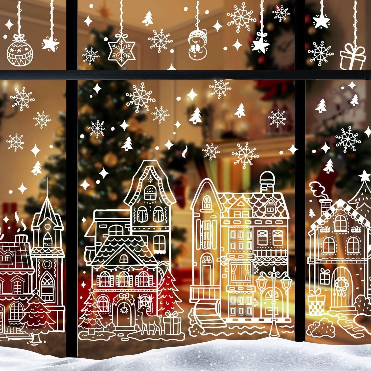 LuxusKollektion Fensterbild Fensterbilder Weihnachten 4 Blatt 70x40cm PVC