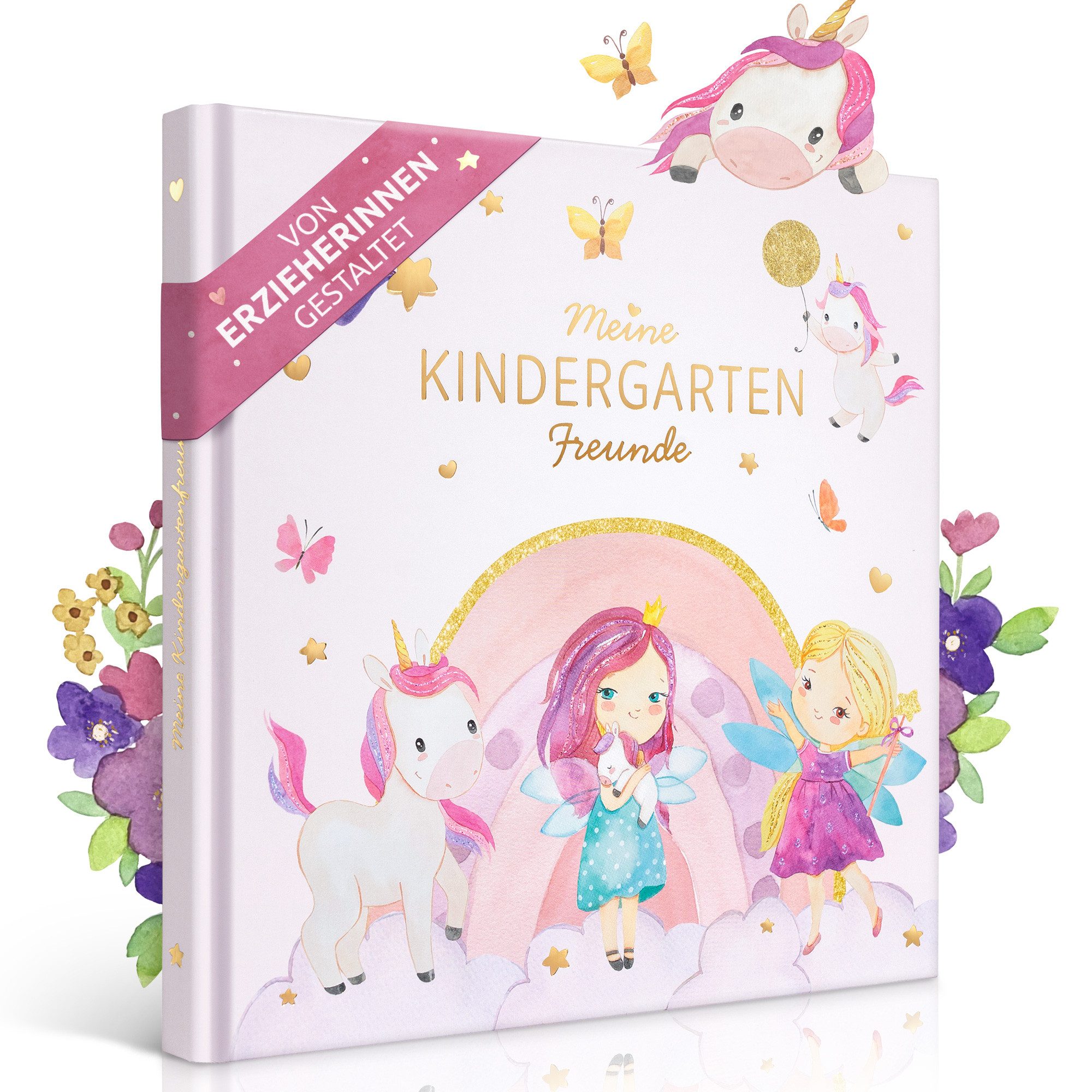 Eulentaler Freundebuch Kindergarten Einhorn I Von Erzieherinnen gestaltet I, Handgemalte Einhörner & Prinzessinnen I Kinderfreundliche Gestaltung