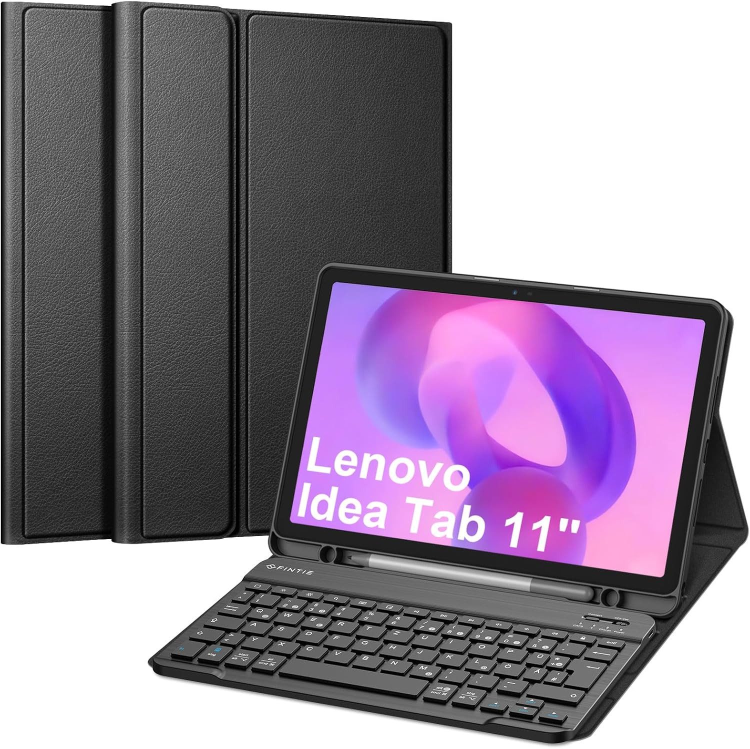 Fintie Tablet-Hülle mit Tastatur für Lenovo Idea Tab 11 Zoll 2025 (TB-336ZU/ TB-336FU) 11'', mit TPU Rückseite, Stifthalter, magnetisch Tastatur mit QWERTZ Layout