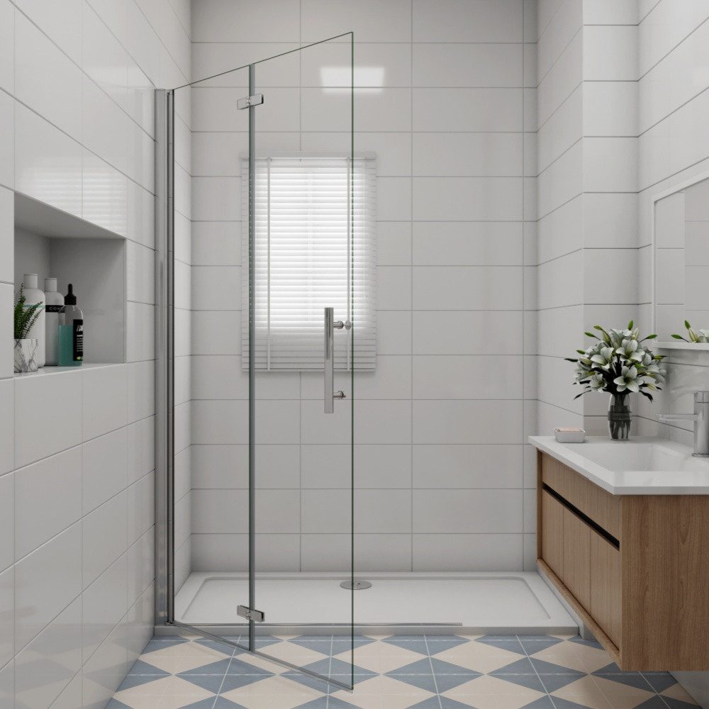 Duschparadies Dusch-Falttür 195cm Walkin Scharniertür Falttür Duschabtrennung Duschtür, 70x195 cm, Easyclean Sicherheitsglas, beidseitig montierbar