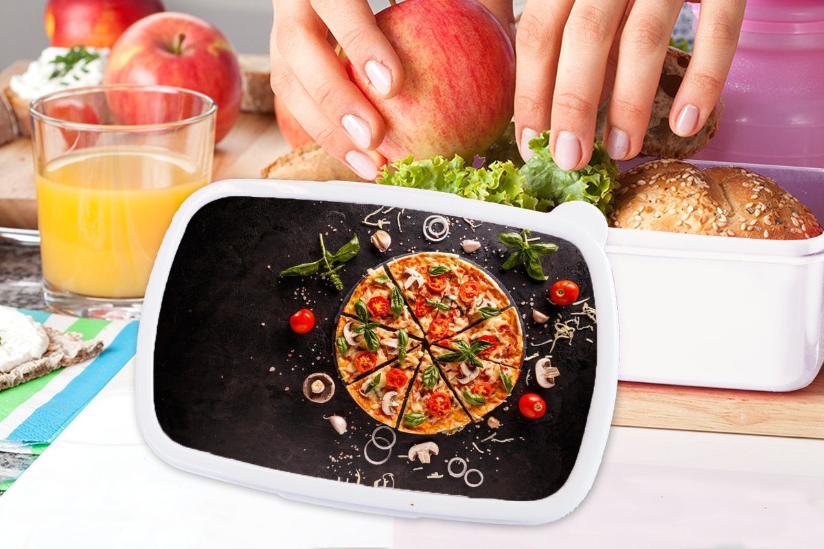 (2-tlg), - Industrie, - Pizza Mädchen Lunchbox für weiß und und Brotdose, Kunststoff, Brotbox Gemüse - - Kinder MuchoWow Jungs Erwachsene, Kräuter Küche für