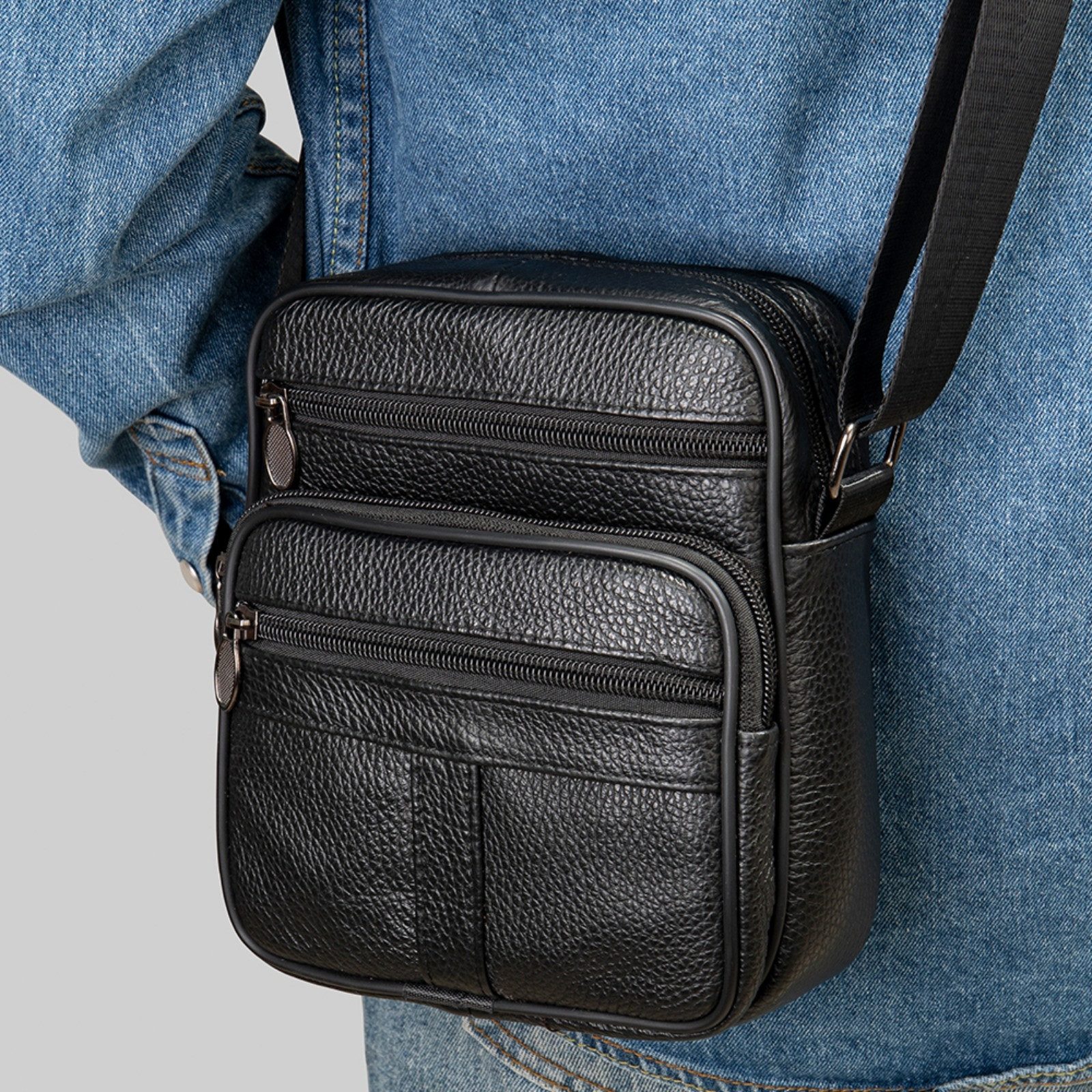 YUBRO-STUDIO Umhängetasche Herren Leder Echtleder Crossbody Messenger Schul günstig online kaufen