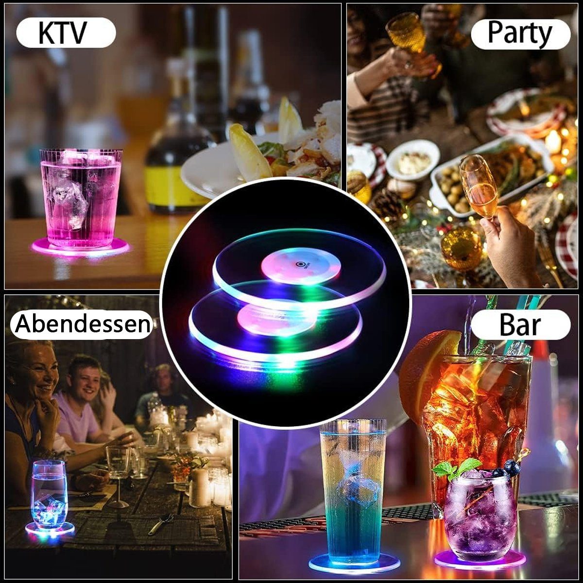 Bunt für Weihnachten Transparent1 Partys Jormftte Untersetzer Hochzeiten Leuchte Bar LED Glasuntersetzer