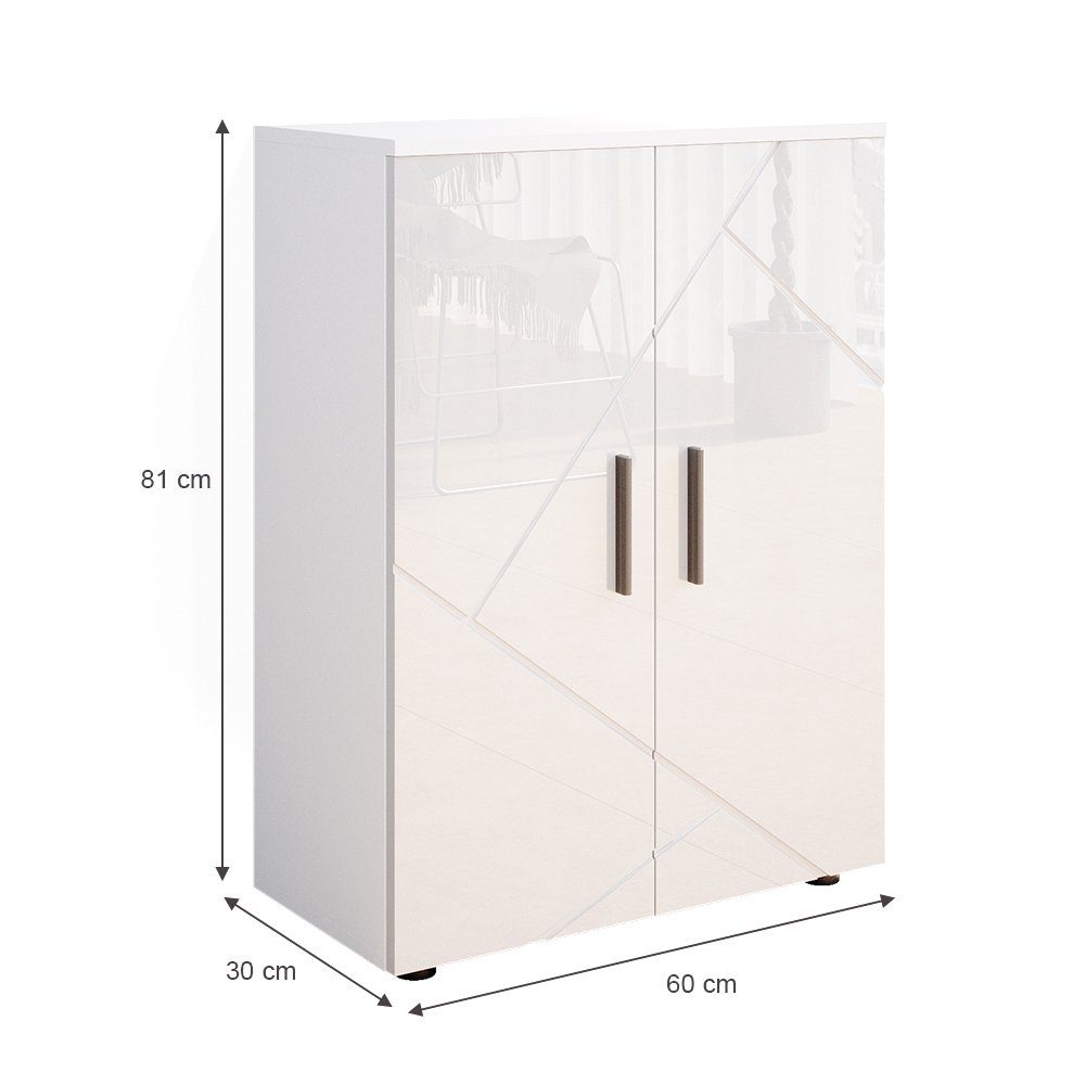 Vicco Midischrank Irma, Weiß Hochglanz/Weiß, 60 x 81 cm (1-St)
