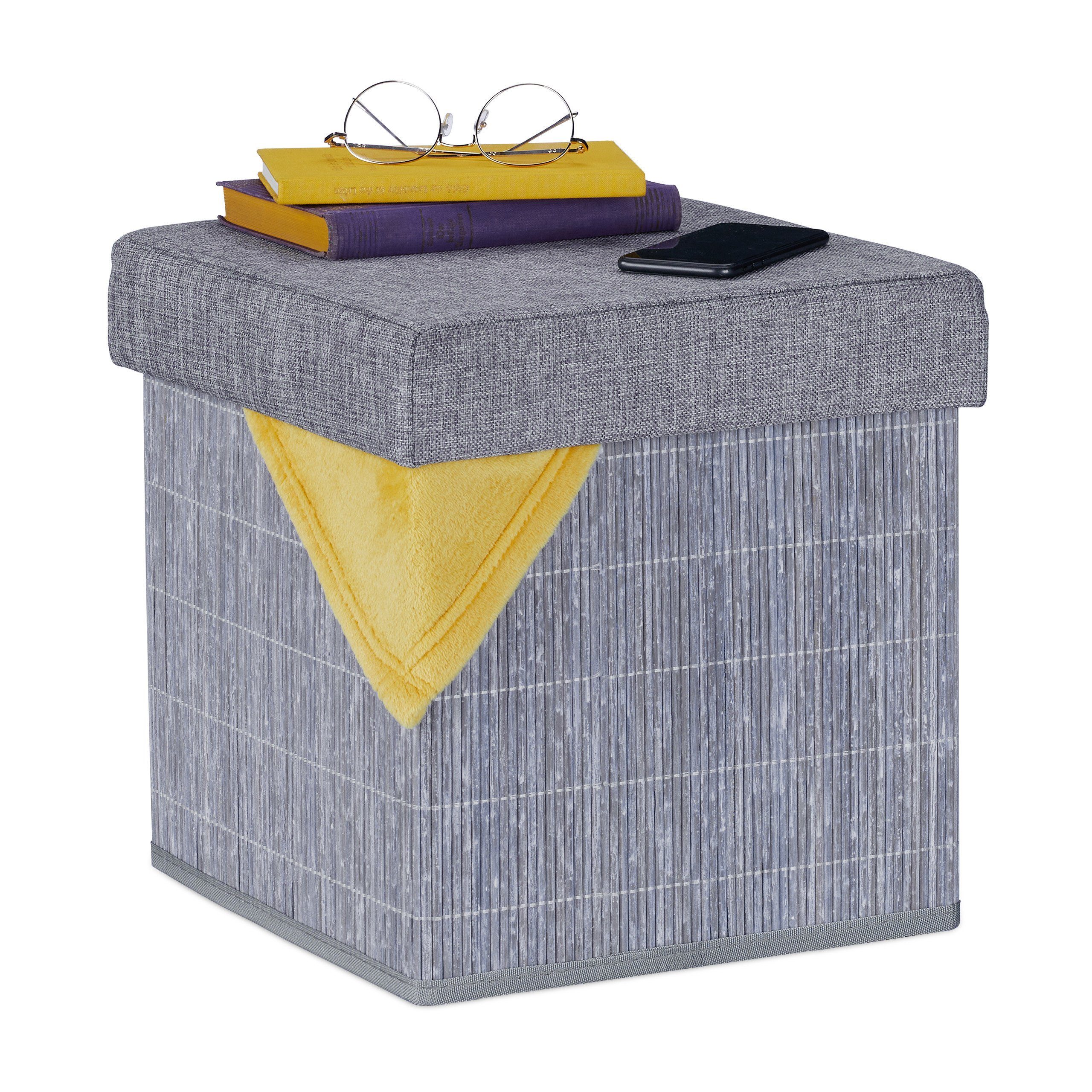 Stauraumhocker Grauer Sitzhocker mit Stauraum