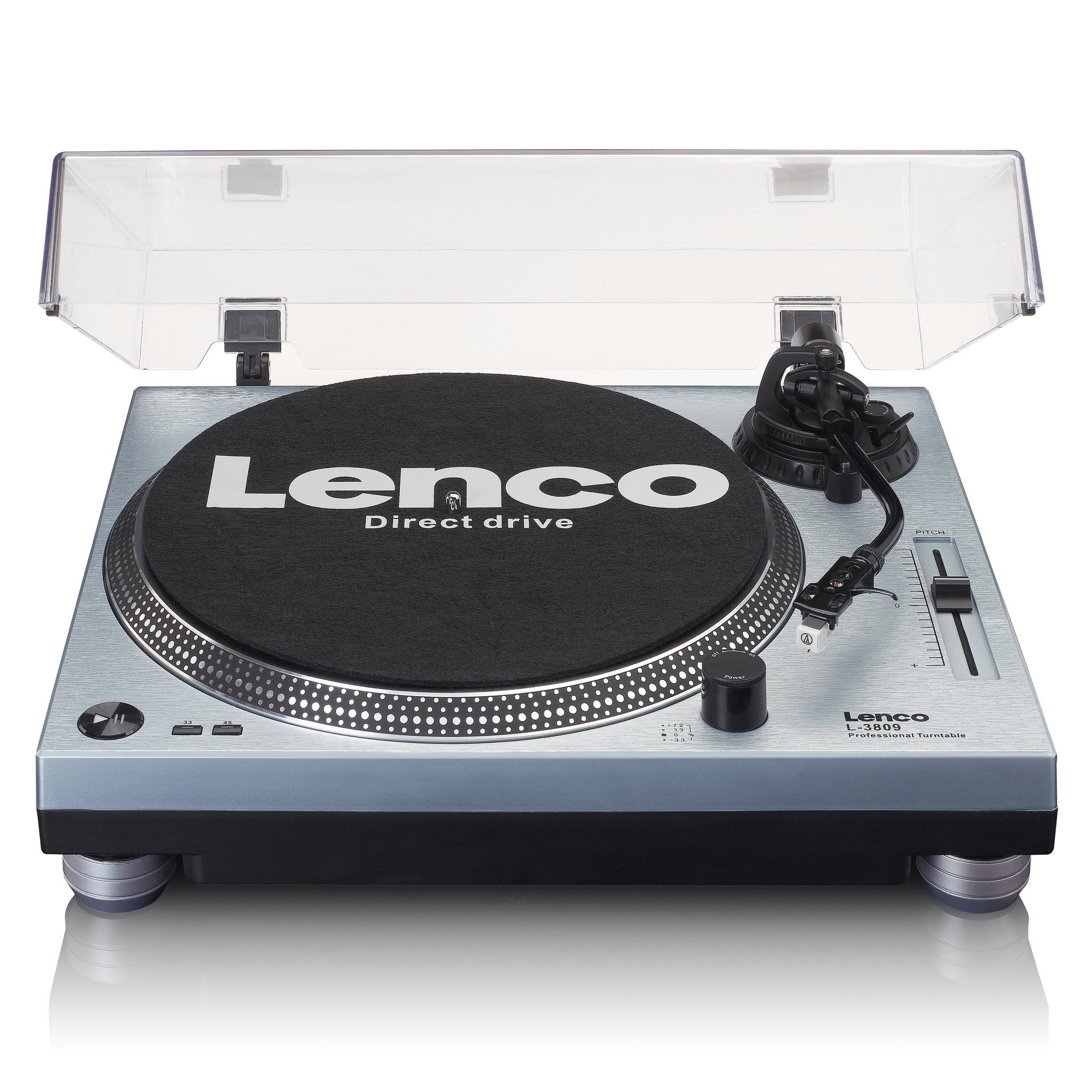 Lenco L-3809ME Plattenspieler (Direktantrieb) Metallisch blau