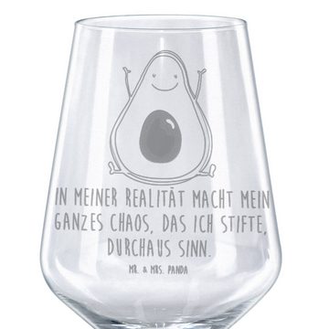 Mr. & Mrs. Panda Rotweinglas Avocado Glücklich - Transparent - Geschenk, Geschenk für Weinliebhabe, Premium Glas, Unikat durch Gravur