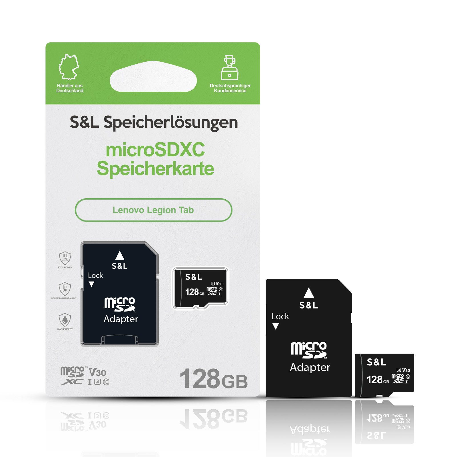 Tec-Expert microSD Karte S&L für Lenovo Legion Tab Speicherkarte (128 GB, Class 10, microSDXC)