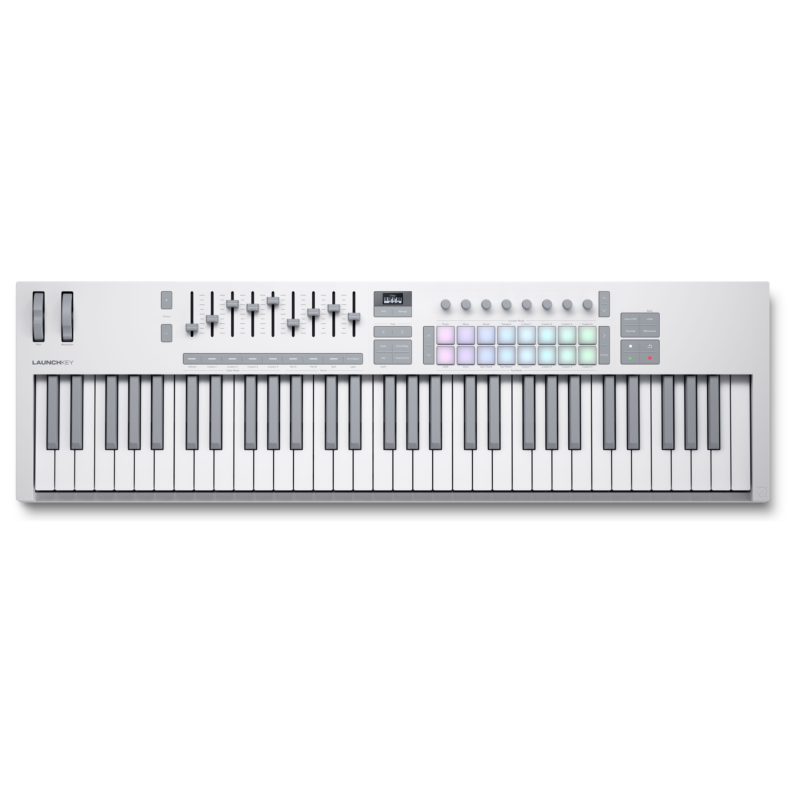 Novation Masterkeyboard (Masterkeyboards, MIDI-Keyboard 61), Launchkey 61 MK4 White - Midi Keyboard
