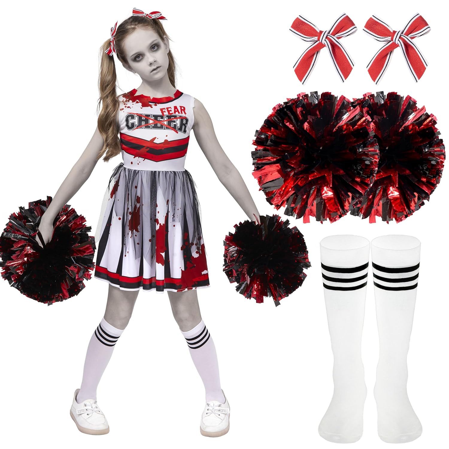 Spooktacular Creations Kostüm Spooktacular Creations Halloween-Cheerleader-Kostüm für Mädchen, Zombi