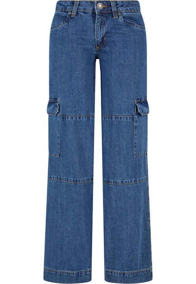 URBAN CLASSICS Bequeme Jeans Urban Classics Damen Ladies Low Waist Cargo Denim