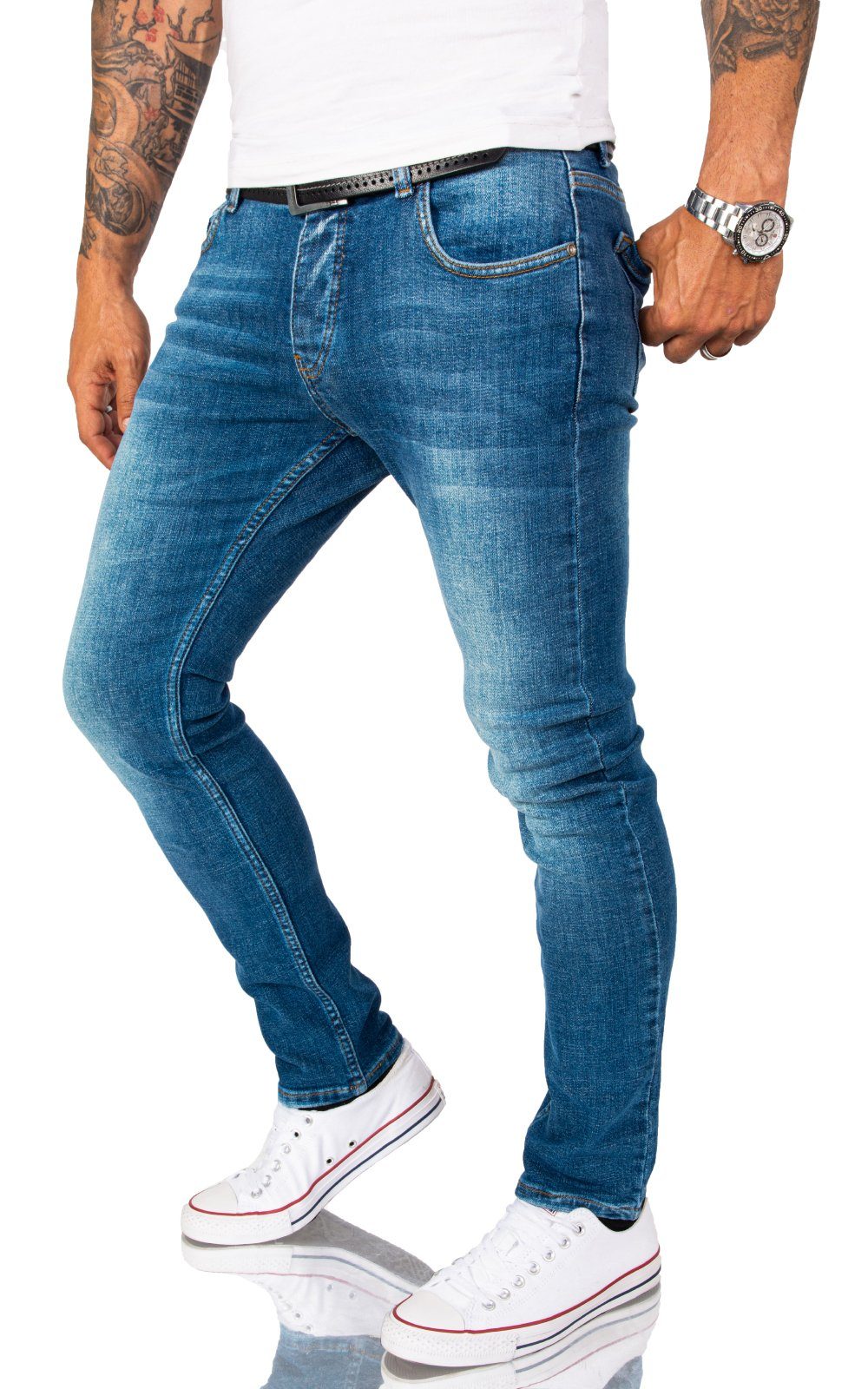 Creek Jeans RC-2164 Blau Rock Slim-fit-Jeans Stonewashed Herren