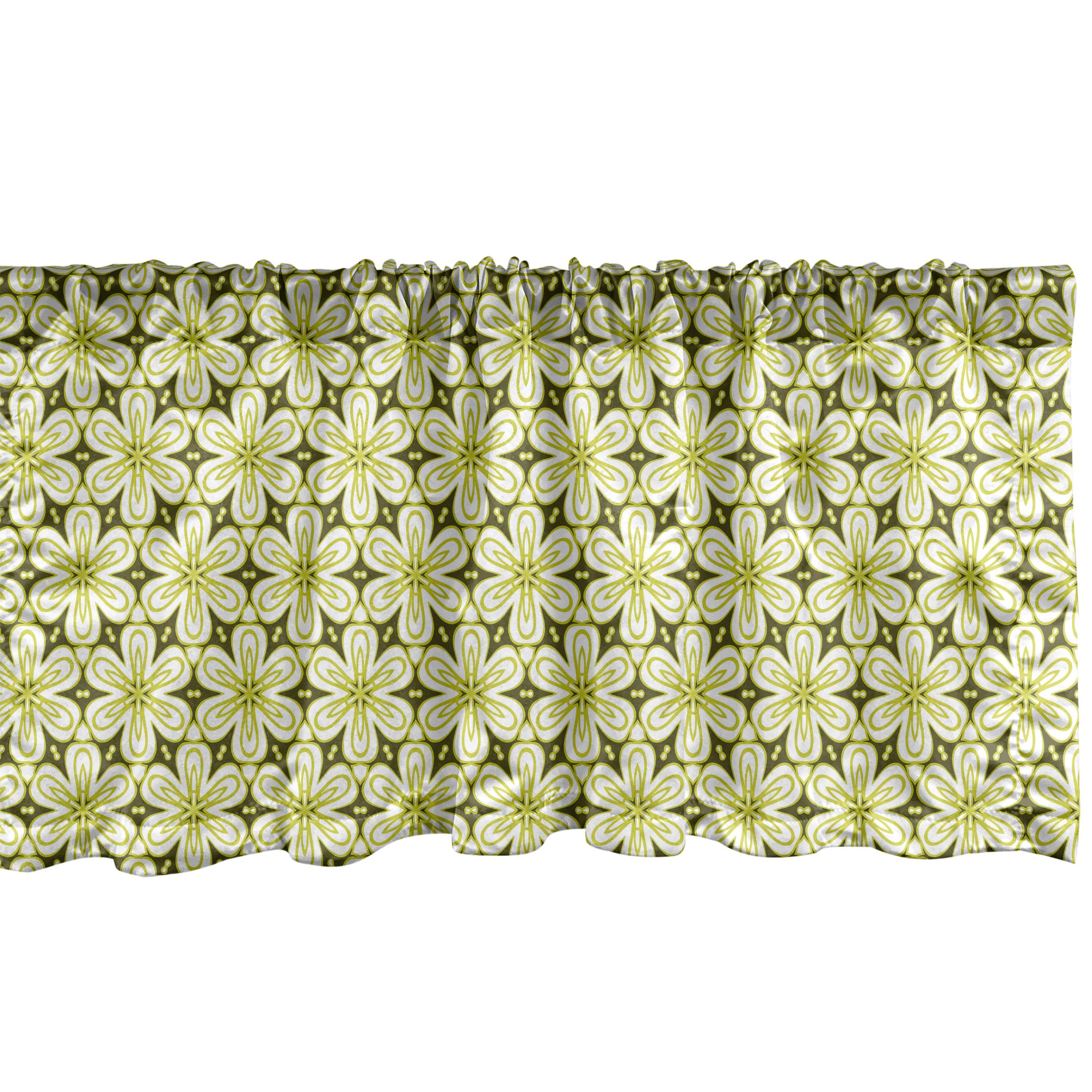 Scheibengardine Vorhang Volant für Küche Schlafzimmer Dekor mit Stangentasche, Abakuhaus, Microfaser, Blumen monotone Blumen