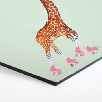 K&L Wall Art Gemälde Retro Wandschild Poster Roller Skater Giraffe Vintage Deko Rollschuhe, Wanddeko Kinderzimmer