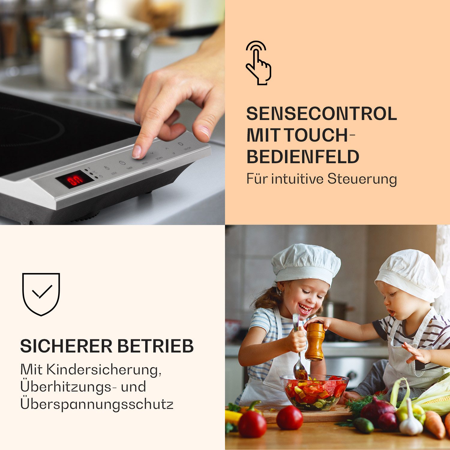 Klarstein Elektro-Kochfeld MisterCook 10033281, Kochplatte Infrarot 2000W Abschalttimer – Bild 4 von 5