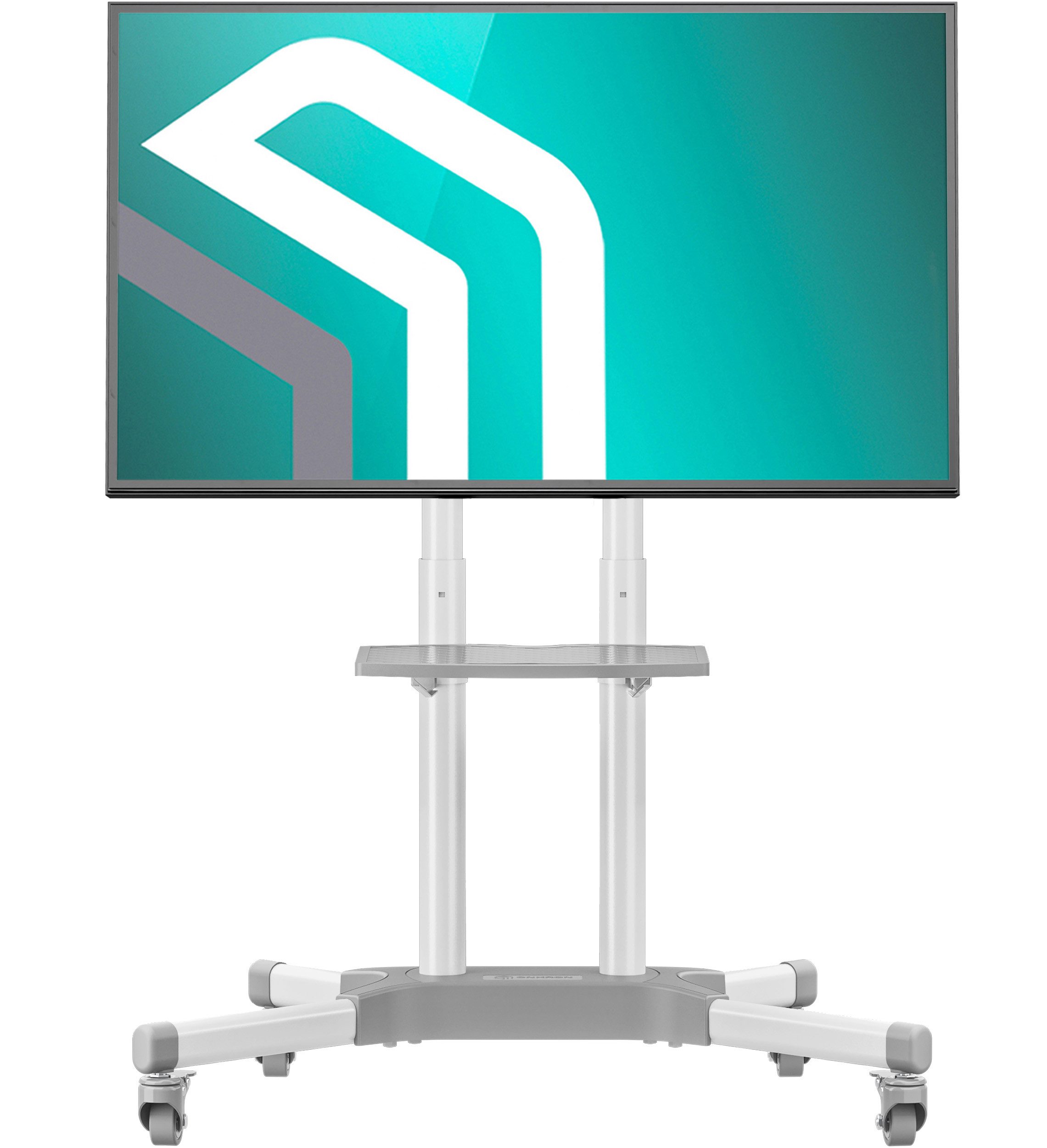 ONKRON TV-Ständer 32-65 Zoll, bis 50 kg, VESA 100x100-600x400, TS1351, (bis 65 Zoll, höhenverstellbar, rollbar, mit Ablage, integrierte Kabelführung)