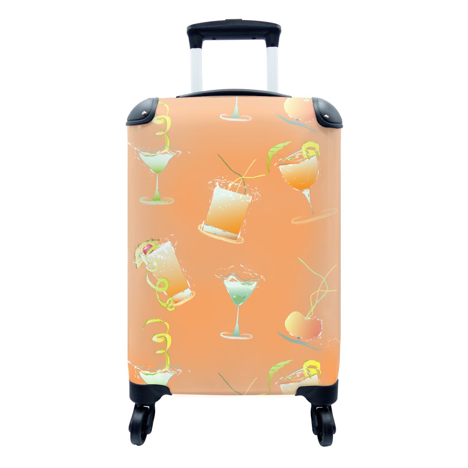 MuchoWow Handgepäckkoffer Cocktail - Orange - Entwurf, 4 Rollen, Reisetasche mit rollen, Handgepäck für Ferien, Trolley, Reisekoffer