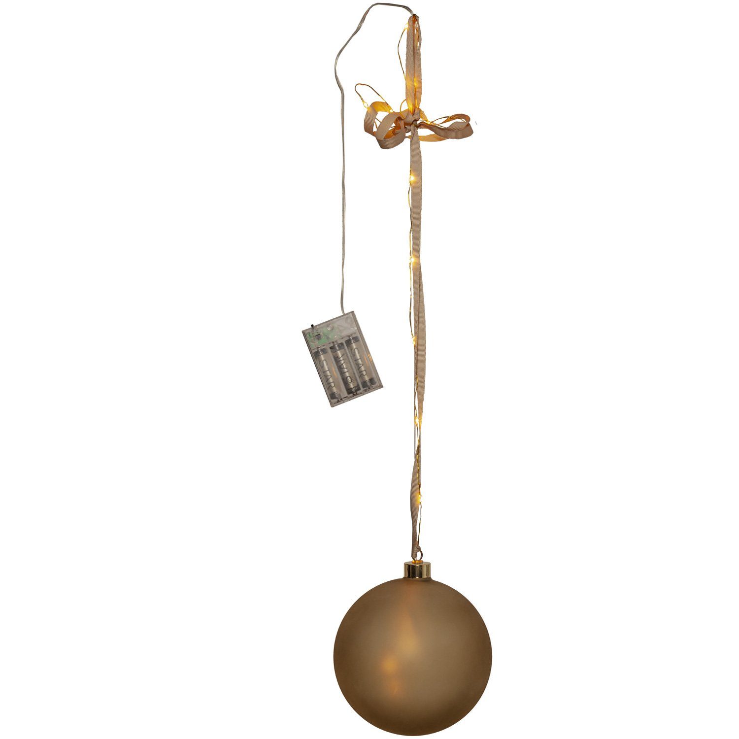 MARELIDA Weihnachtsbaumkugel LED Weihnachtskugel beleuchtete Christbaumkugel Glas Timer gold 15cm (1 St)