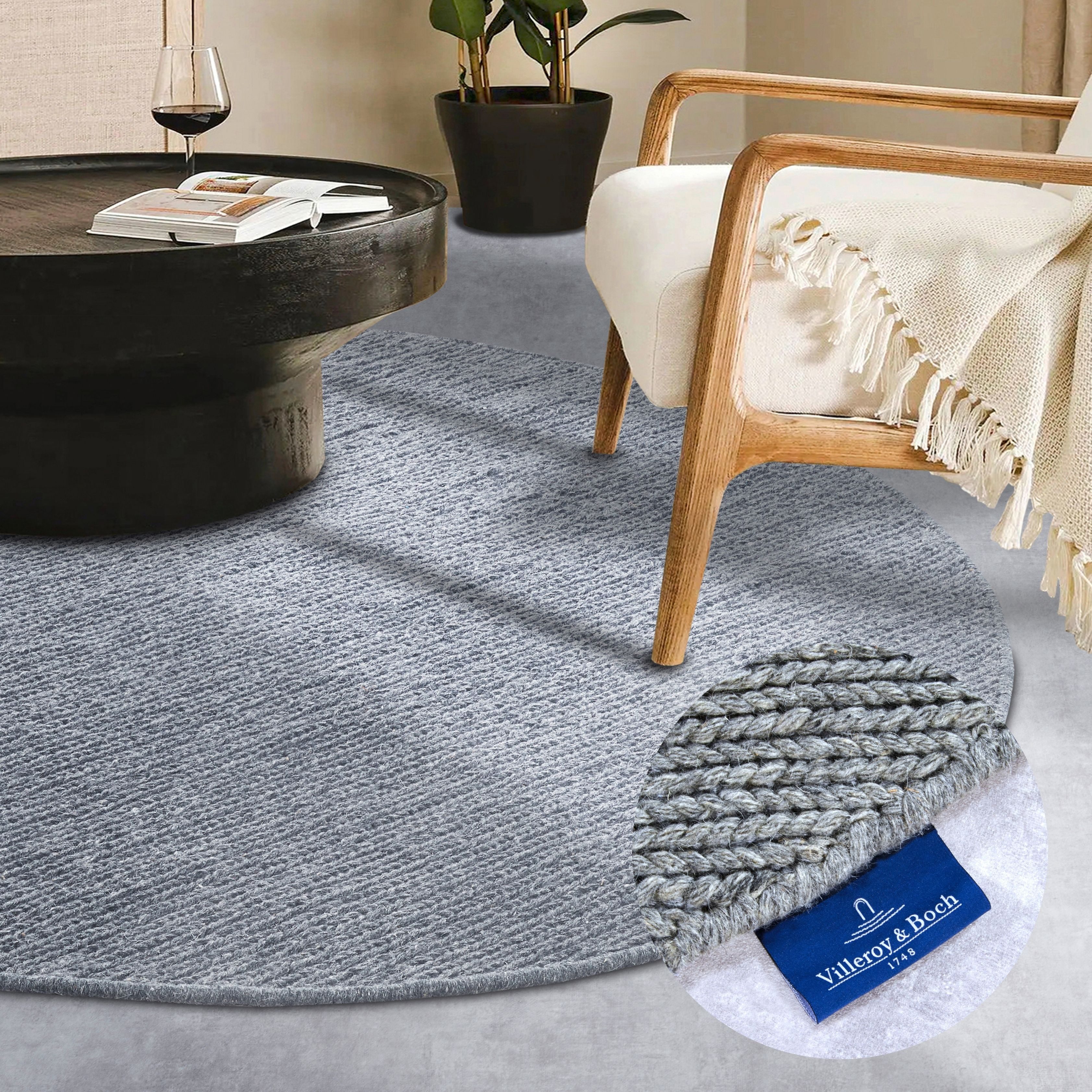 Villeroy & Boch Wollteppich Francois, rund, Höhe: 7 mm, in rund, oval, Läufer, handgewebt, Wolle, Wohnzimmer, Schlafzimmer