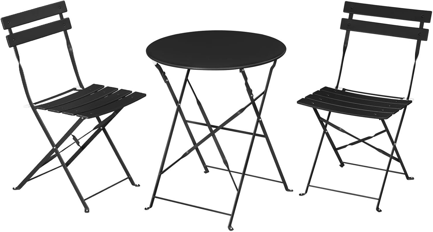 EUGAD Balkonset, (1-tlg), Balkonmöbel 3-teilig, Bistrotisch mit 2 Stühlen, klappbar