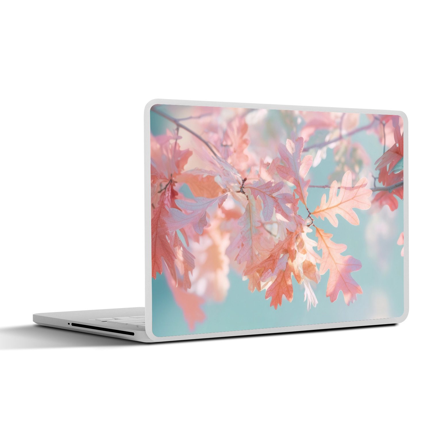 MuchoWow Laptop-Aufkleber Eikenbladeren - Takken - Roze, (1tlg), Laptop Folien Cover, Aufkleber, Sticker, Schutz vor Kratzern, 30x21 cm