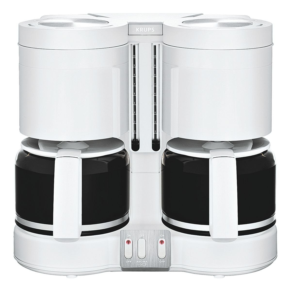 Krups Filterkaffeemaschine Duothek Plus, Kaffeemaschine für 2x 10 Tassen weiß