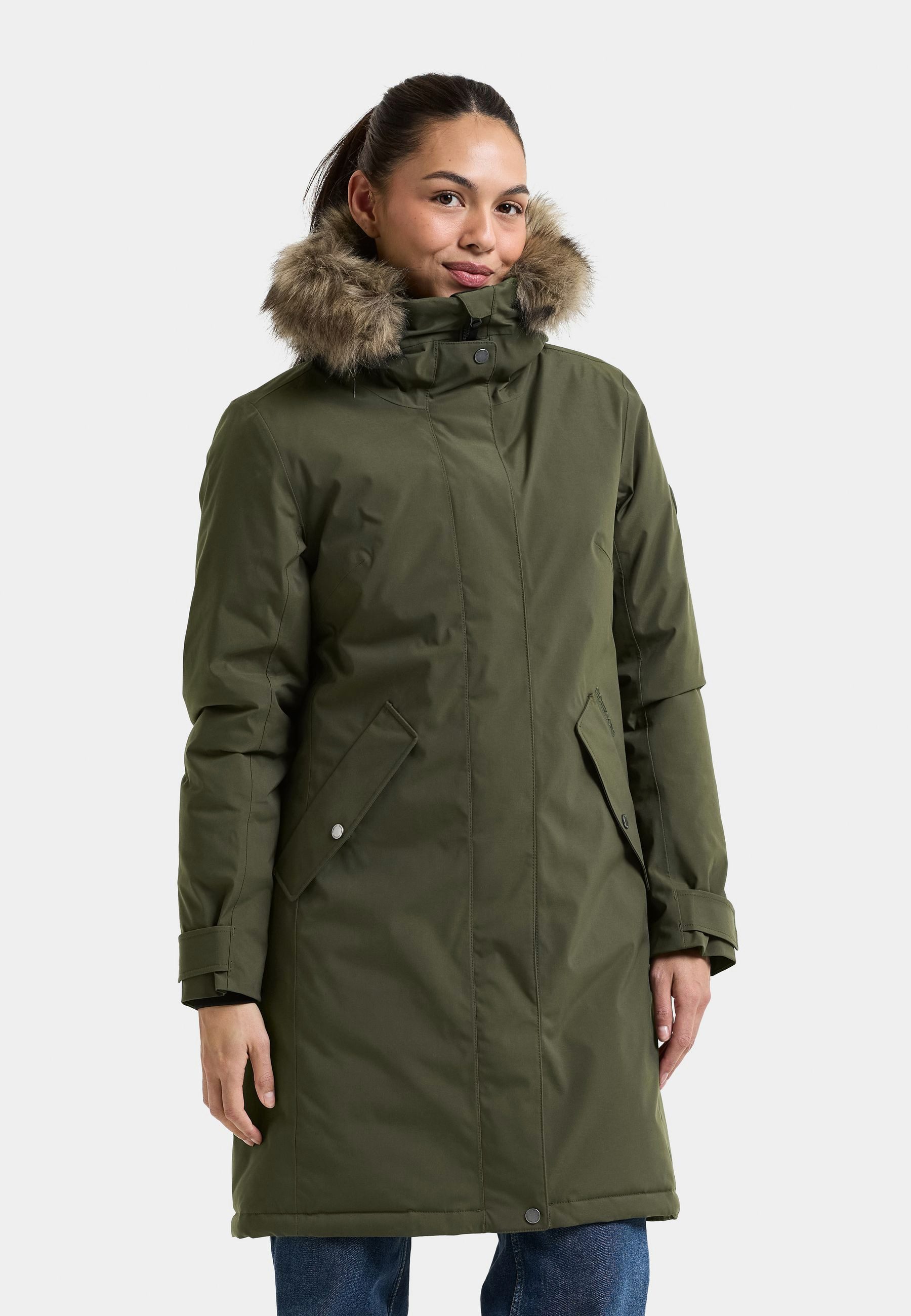 Didriksons Winterjacke Damen Wintermantel Wasserdicht ERNA mit Kapuze mit Taschen