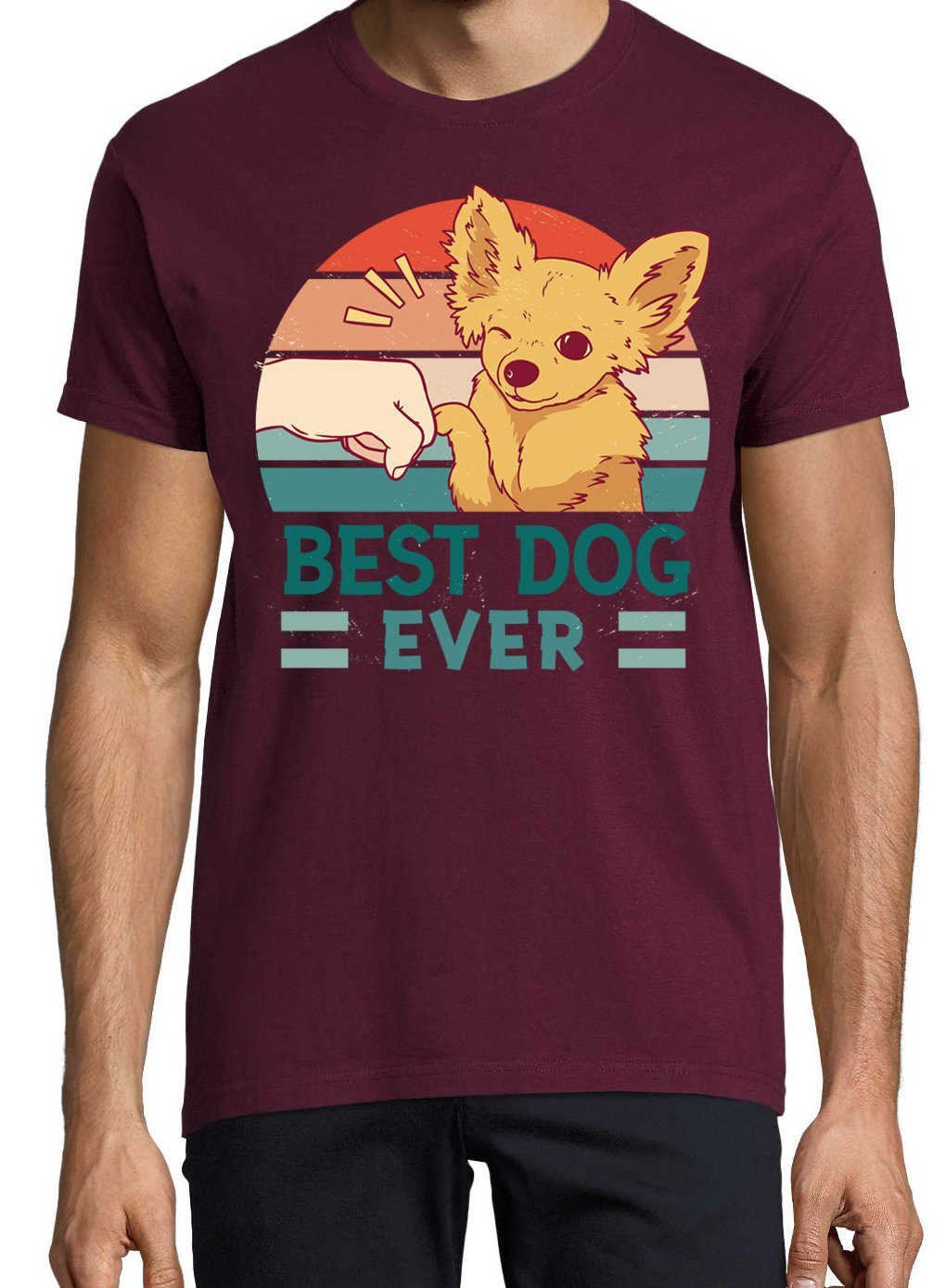 Best Burgund Herren Frontdruck Designz Trendigem Youth T-Shirt T-Shirt Dog mit Ever