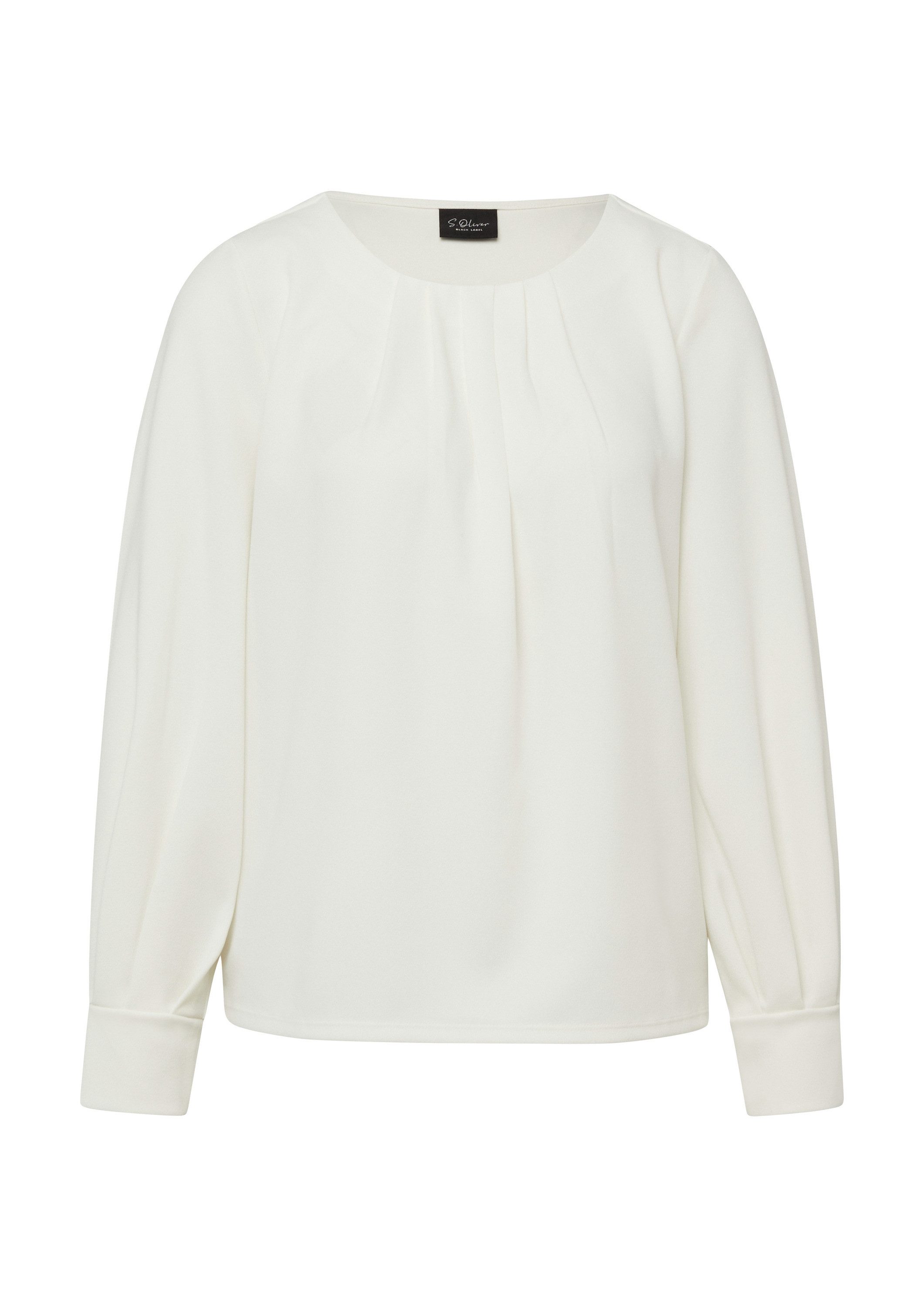 s.Oliver Langarmbluse T-Shirt Bluse aus Jersey-Crêpe mit Faltendetails günstig online kaufen