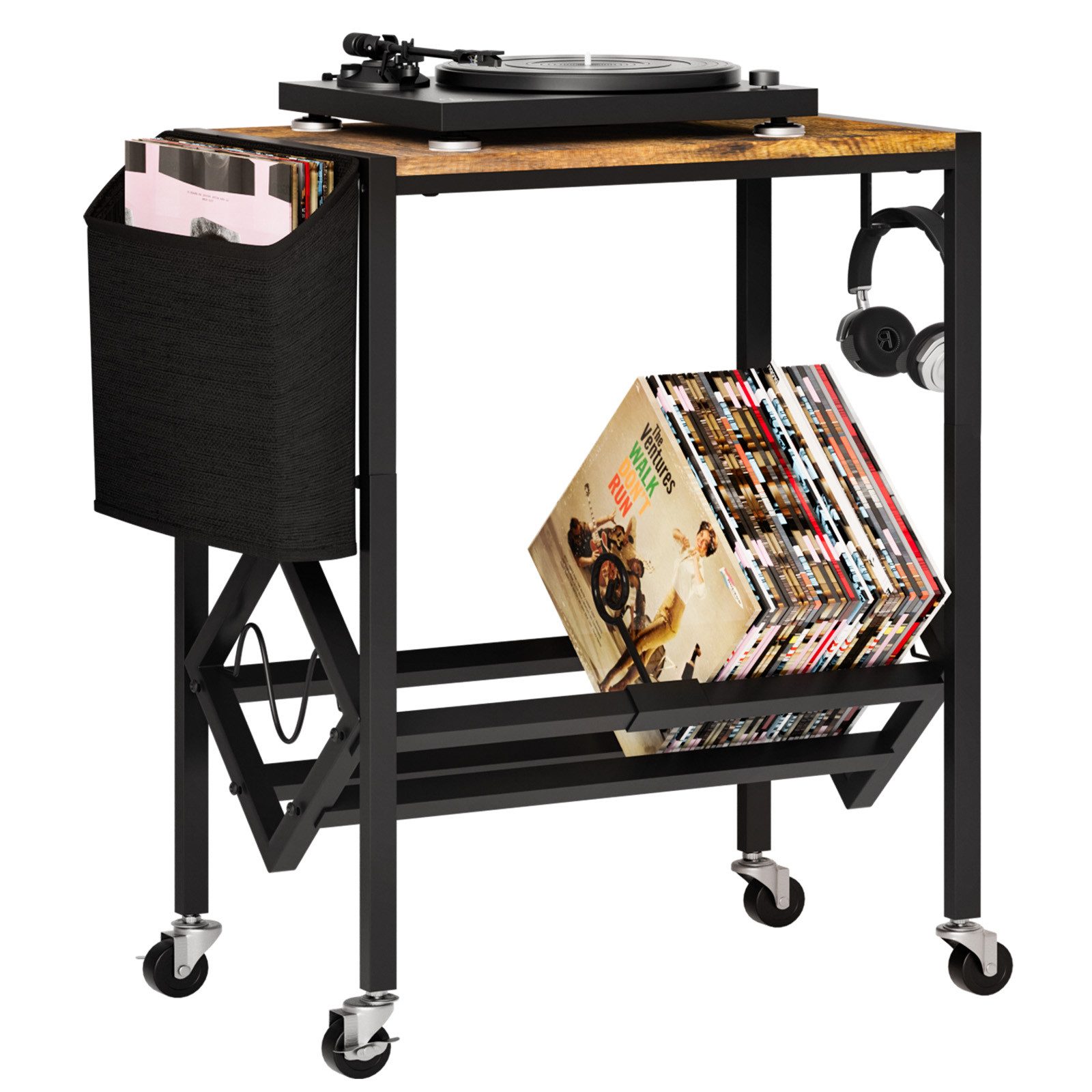 Yorbay Beistelltisch Schallplatten Regal, 4 Lenkrollen & CD-Regal, Plattens günstig online kaufen