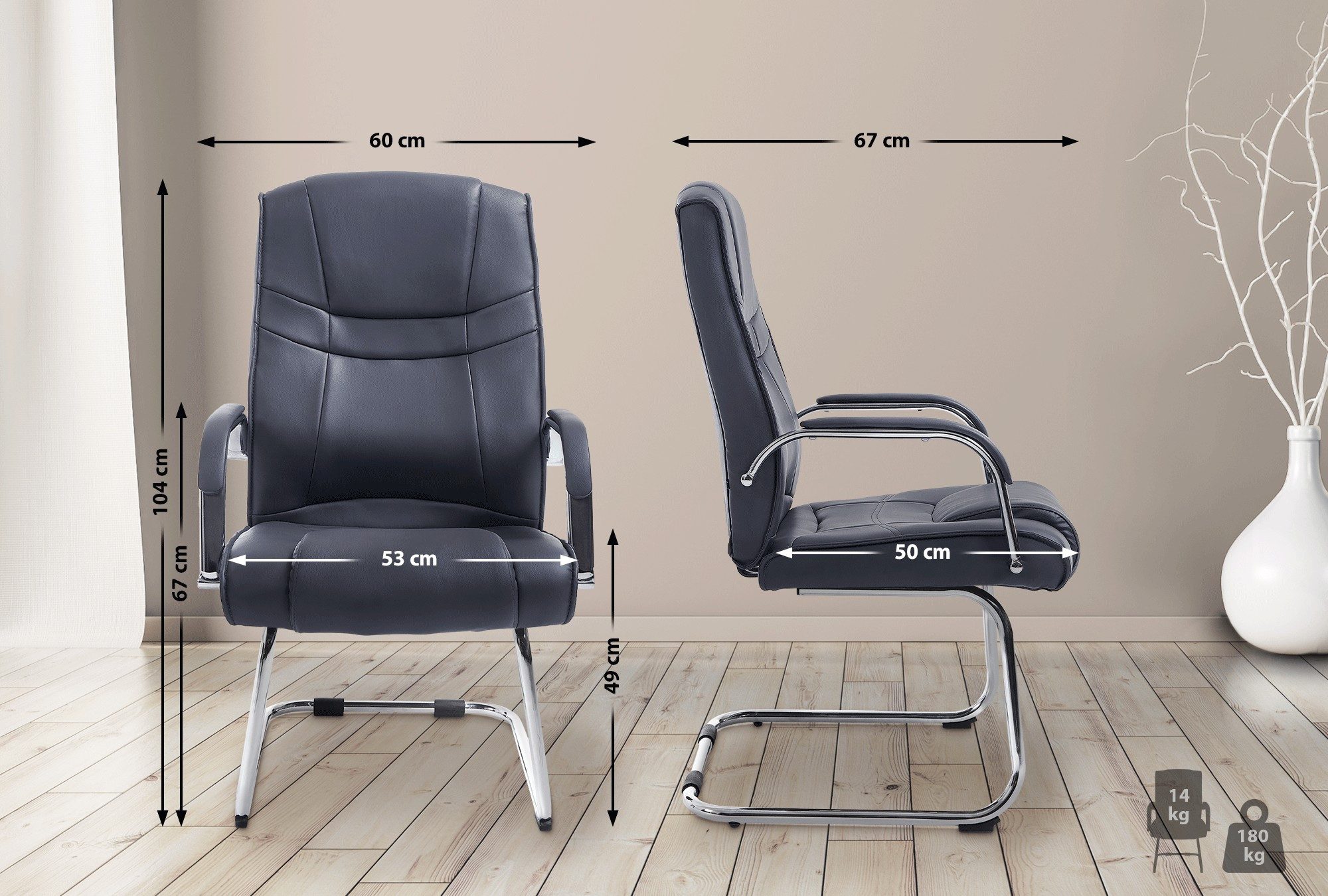 CLP Besucherstuhl Attila, Kunstleder-Bezug, Metallgestell, bis 180 kg günstig online kaufen