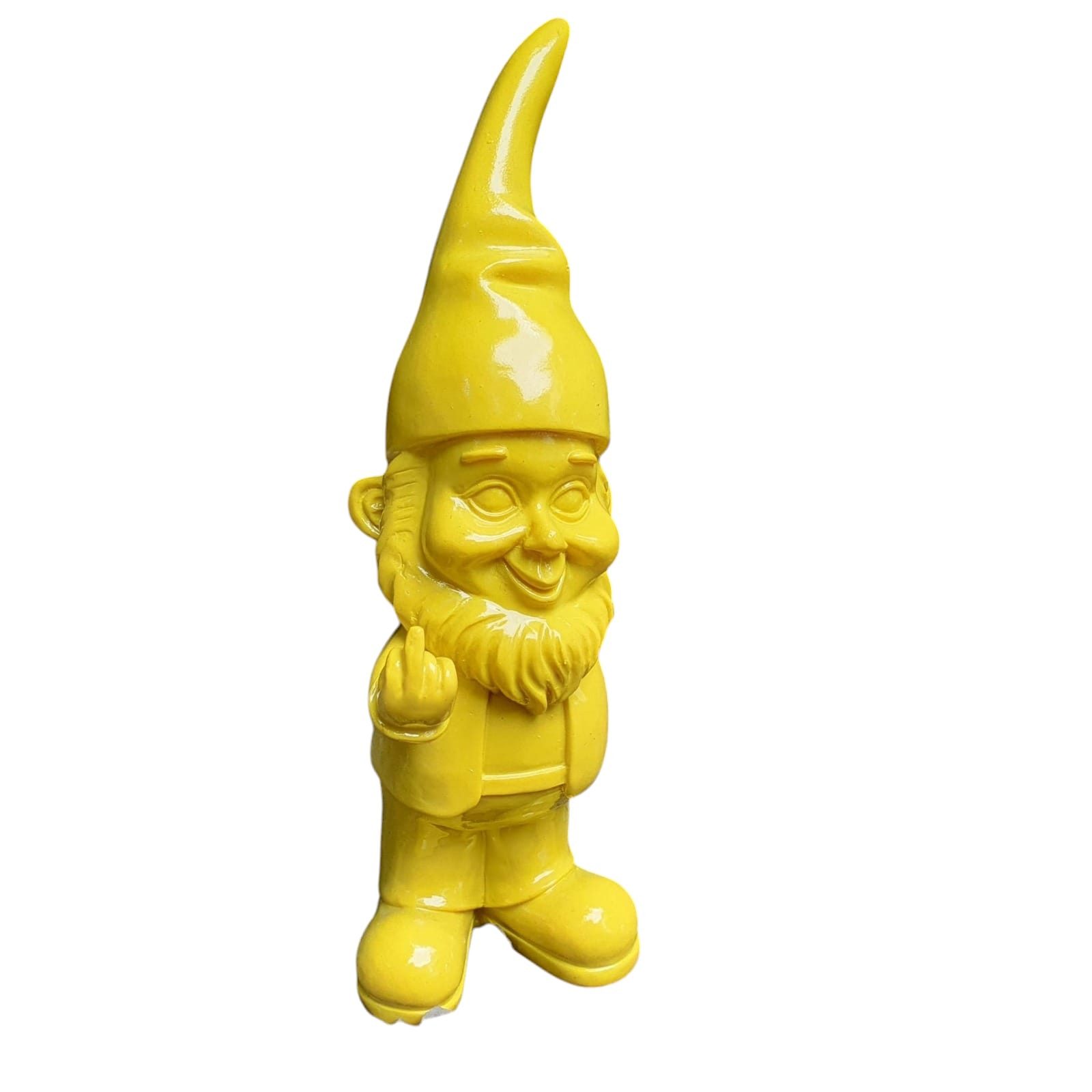 Aspinaworld Gartenzwerg Gartenzwerg Figur Stinkefinger 17 cm gelb – wetterfest für draußen