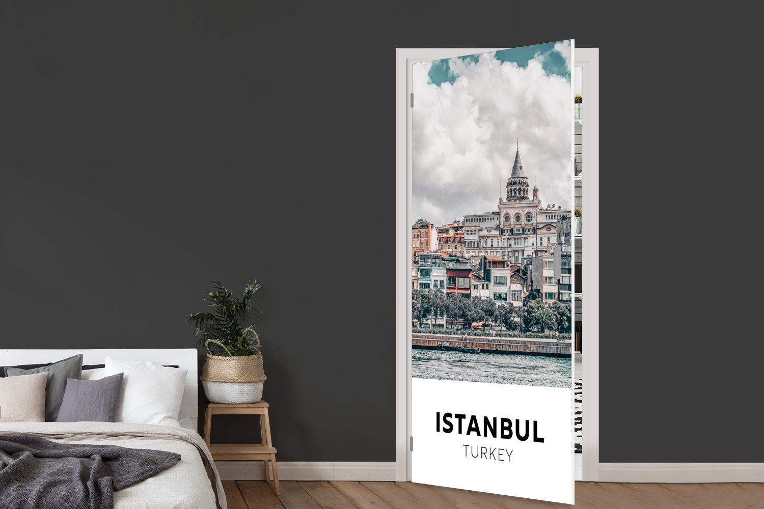 MuchoWow Türtapete Türkei - - Tür, (1 Wasser, für St), Architektur bedruckt, - Türaufkleber, cm Fototapete Istanbul 75x205 Matt