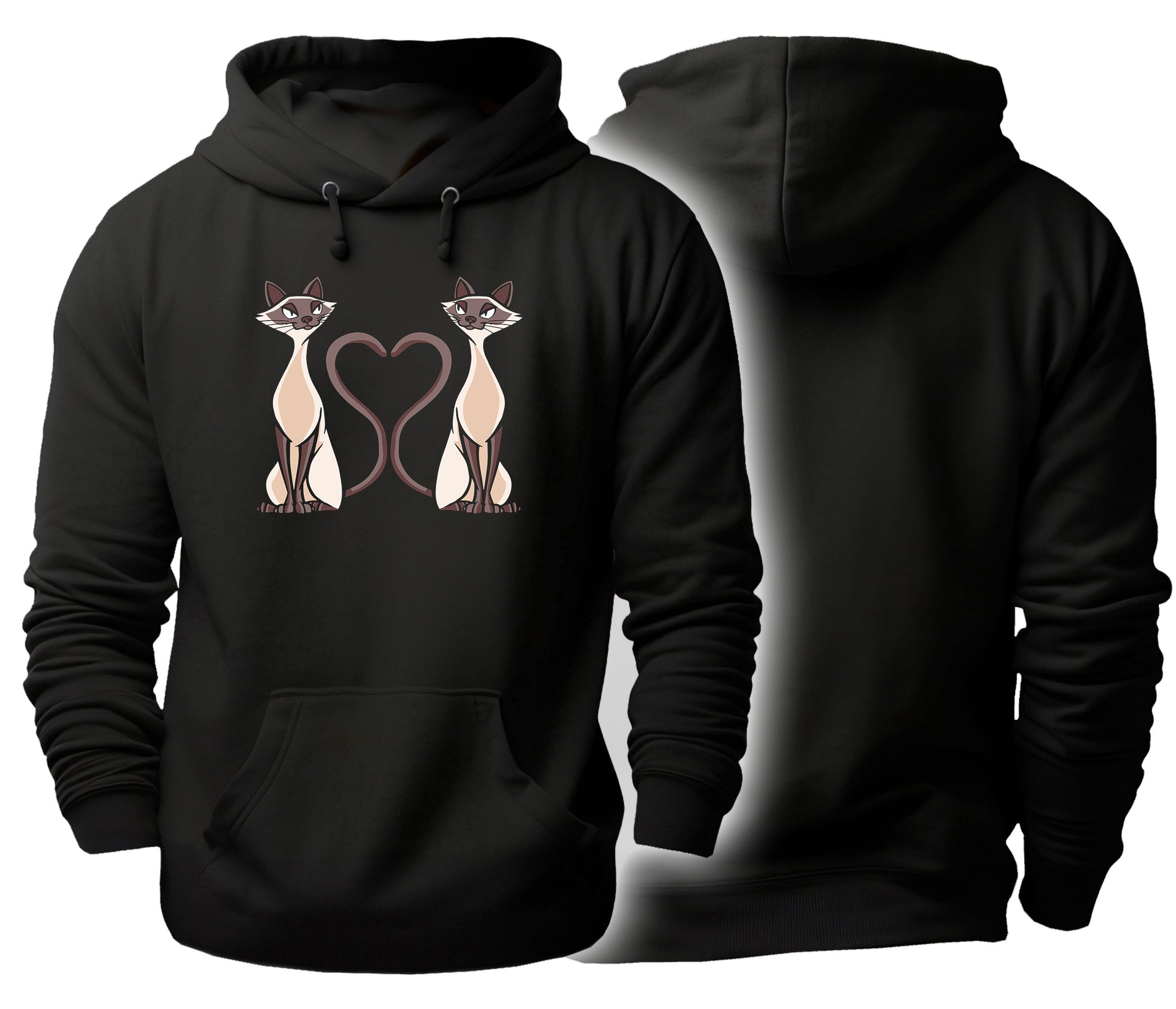 Hoodie Katzen Kapuzen Pulli - 2 Katzen die Herz bilden