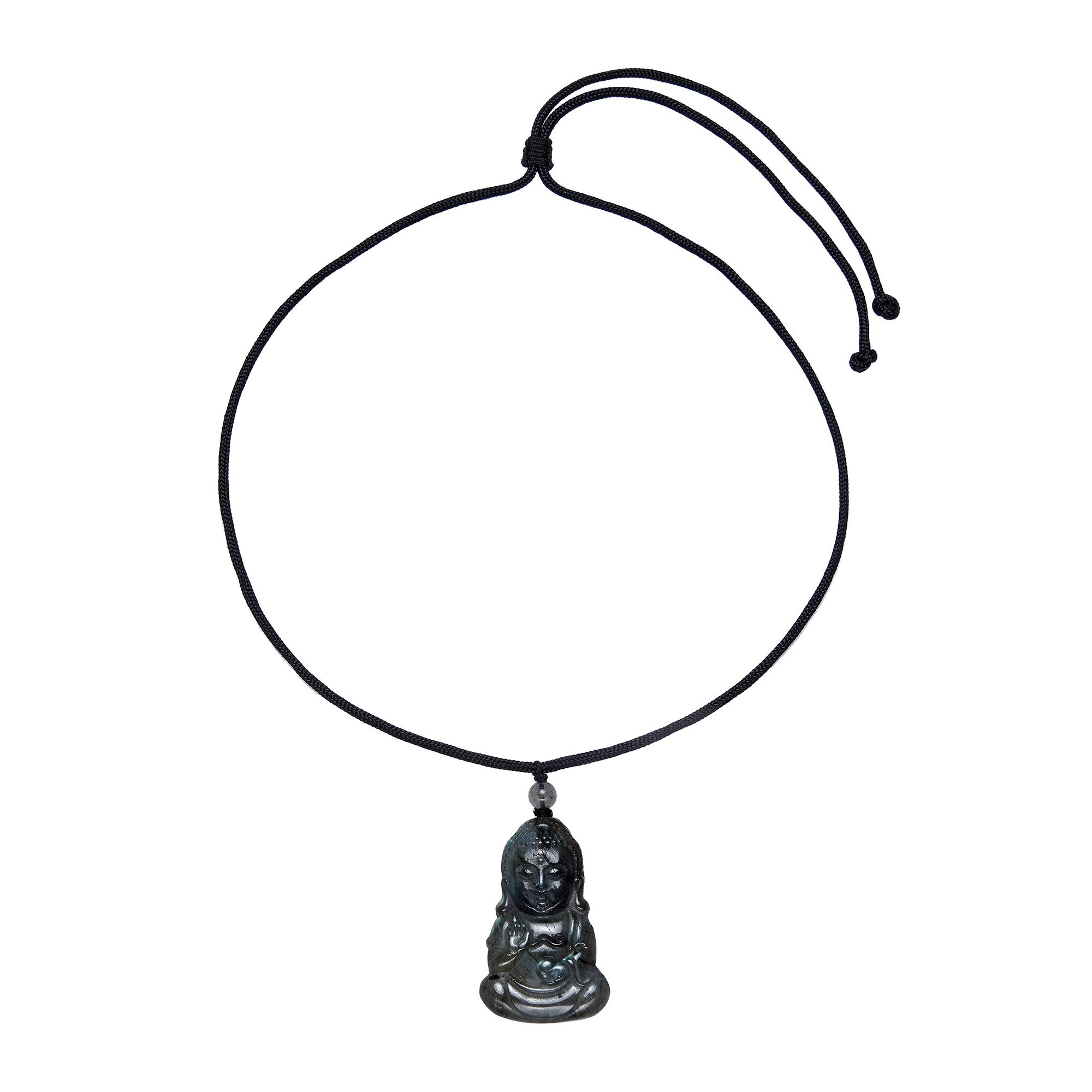 Collier Cavill Labradorit Kette 122,2 ct Fancy Schliff Buddha Anhänger