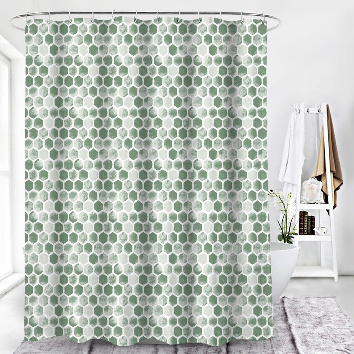 Euroshowers GmbH Duschvorhang Facett Grün 180 x 200 cm Breite 180 cm
