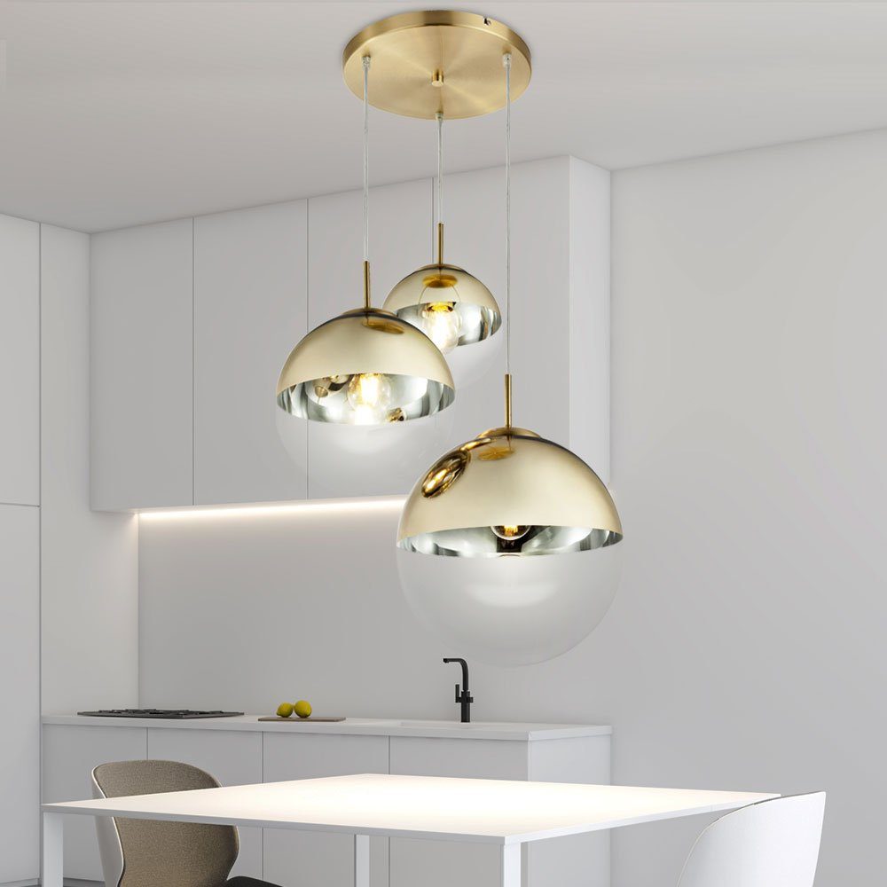 LED Glas Kugel Decken Hänge Lampe SCHWARZ GOLD Wohn Zimmer Design Pendel Leuchte 
