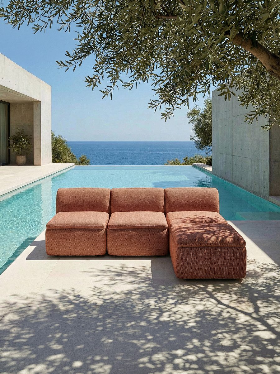 blomus Gartenlounge-Hocker -GROVA- Hocker Modul, Loungehocker, Sitzhocker: Outdoor (1 St., 1x Hocker), flexible Loungefläche, wetterfester Olfein-Stoff, GROVA Serie