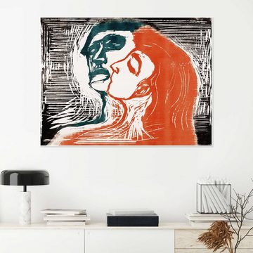 Posterlounge Poster Edvard Munch, Mann und Weib sich küssend, Malerei