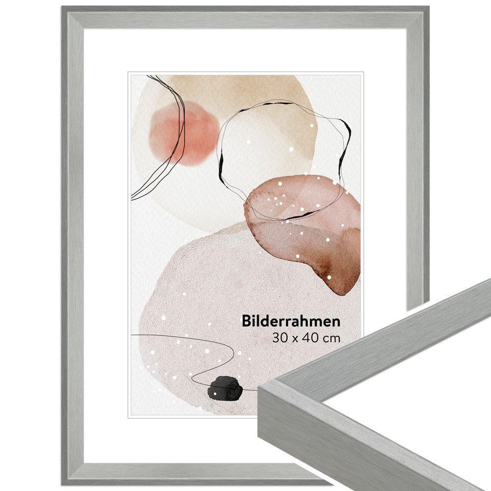 WANDStyle Bilderrahmen H790, Silber, aus Massivholz im Vintage Stil